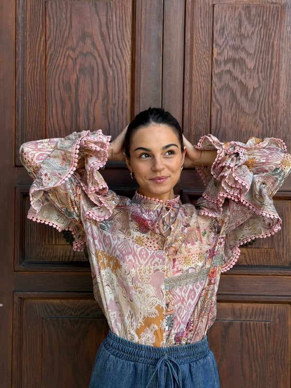 CAMICIA DONNA AMOSA CON ROUCHE BOHEMIENNE