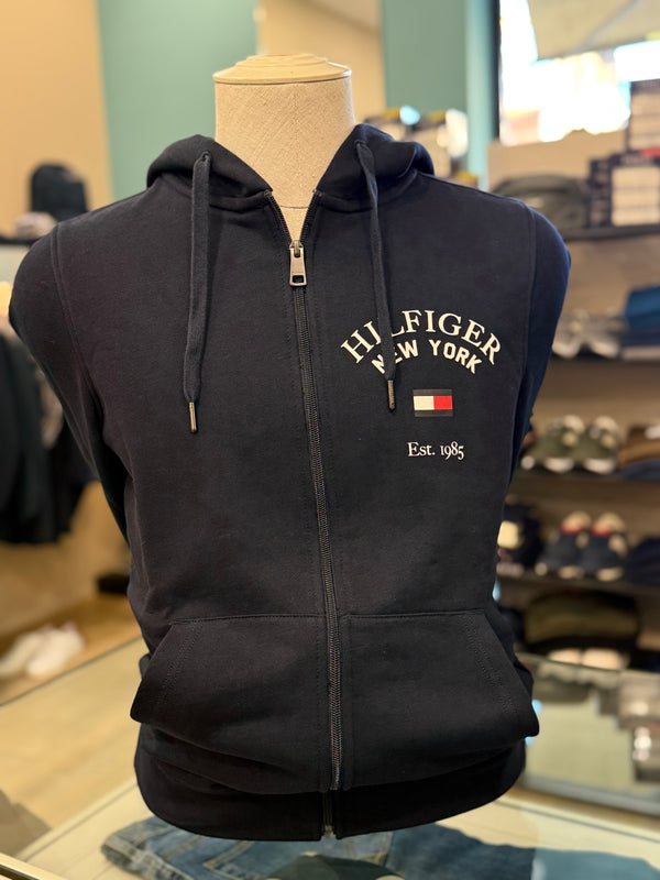 FELPA UOMO TOMMY HILFIGER CON ZIP e STAMPA