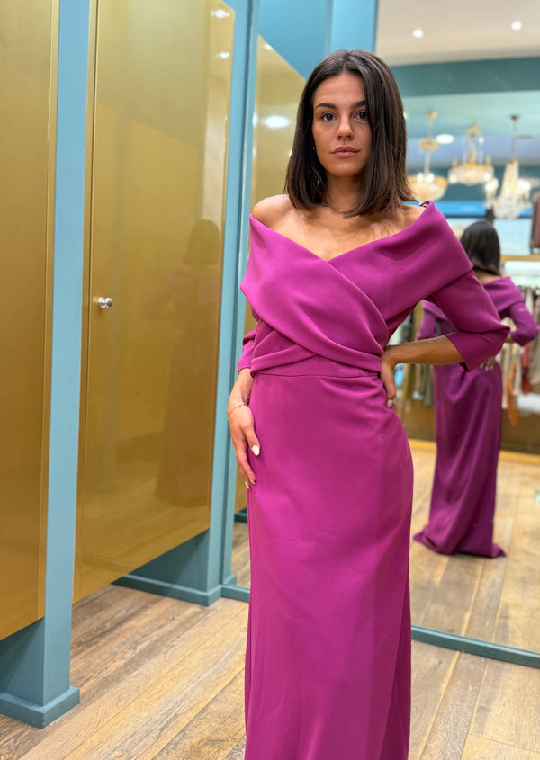 ABITO PARTY COLLECTION CARLA RUIZ CON SPACCO E SCOLLO BARDOT