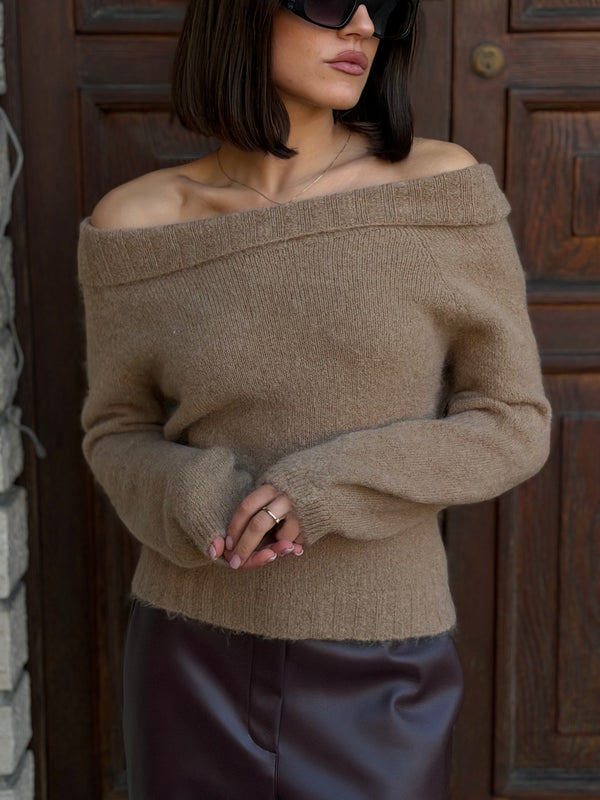 PULLOVER DONNA WOOL BLEND SCOLLO A BARCA KAOS